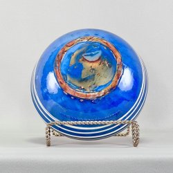 Keramik skl - bl med hvide striber