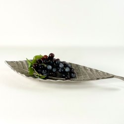 Bladformet fad - s�lvfarvet L49 cm