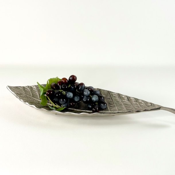 Bladformet fad - s�lvfarvet L49 cm