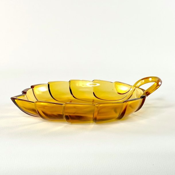 Glassk�l - bladformet, gylden 