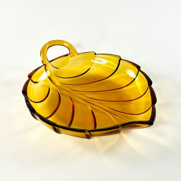 Glassk�l - bladformet, gylden 