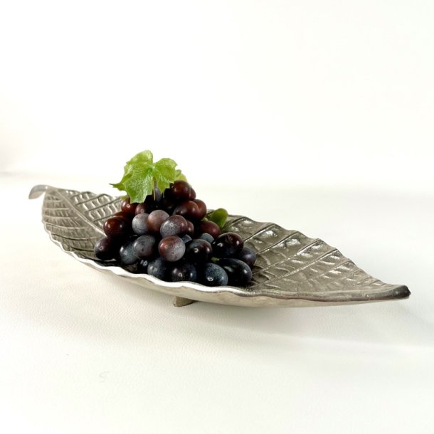 Bladformet fad - s�lvfarvet L49 cm