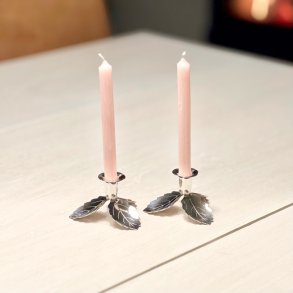 Bladformet lysestage i slv til kertelys