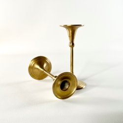 Messing lysestagepar - b�rstet messing H15 cm