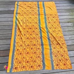 Sari Kantha vintage tppe - gyldne farver (140x200)