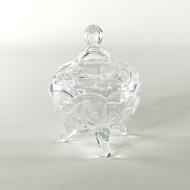 Bonbonniere - rund m/blomster og blade p lg