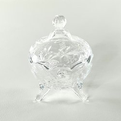 Bonbonniere - rund m/blomster og blade p lg