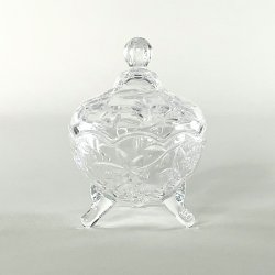 Bonbonniere - rund m/blomster og blade p lg