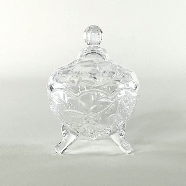 Bonbonniere - rund m/blomster og blade p lg