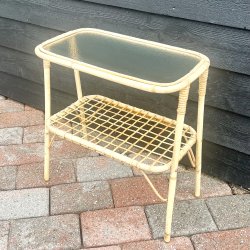 Bambus bord m/hylde og glasplade