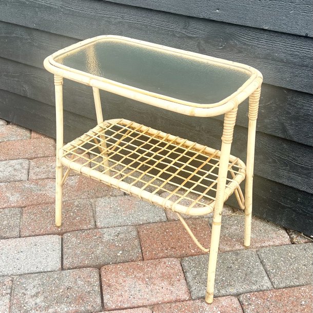 Bambus bord m/hylde og glasplade