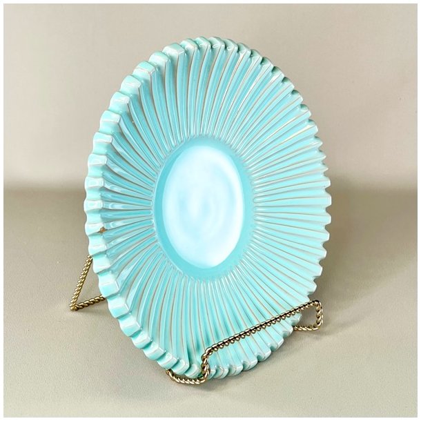 Keramik fad m/riller - turkis, Eslau