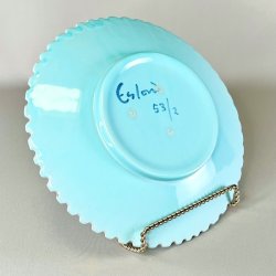 Keramik fad m/riller - turkis, Eslau