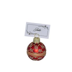 Julekugle til bordkort - rd (6 stk)