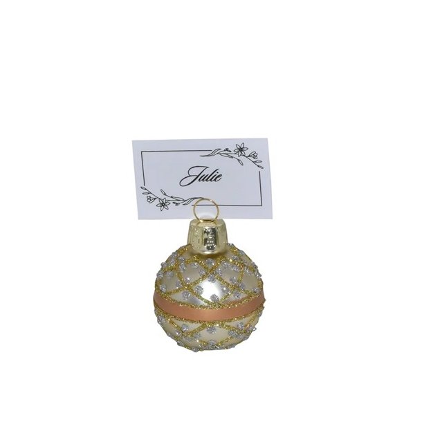 Julekugle til bordkort - guld (6 stk)