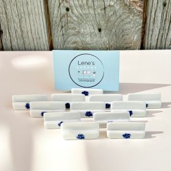 Servietring, knivsttte og bordkortholder m/bl blomst (6 st/pakke)