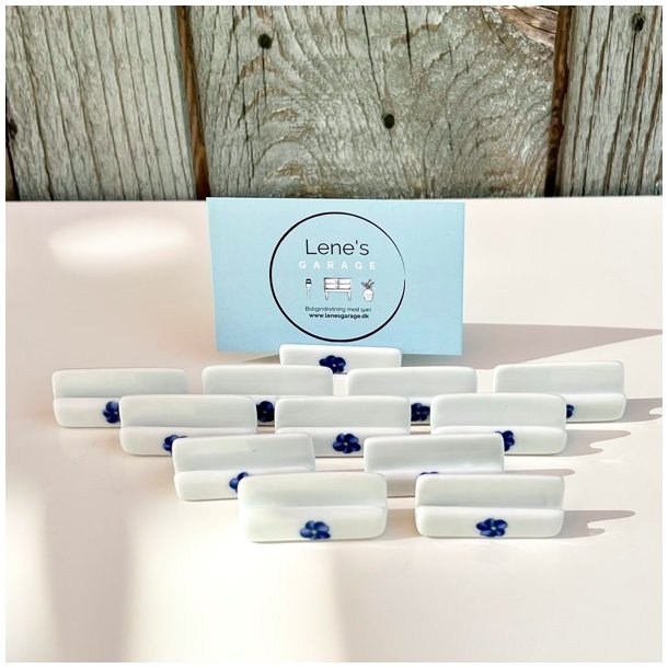 Servietring, knivsttte og bordkortholder m/bl blomst (6 st/pakke)