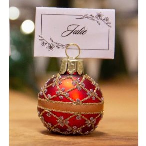 Julekugle til bordkort - rd (6 stk)