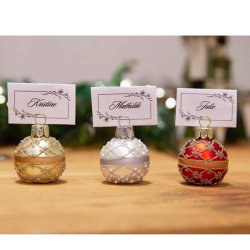 Julekugle til bordkort - rd (6 stk)