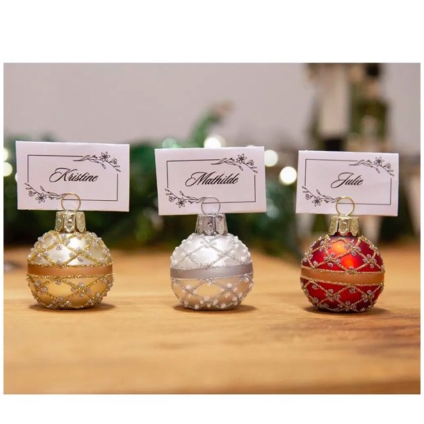 Julekugle til bordkort - rd (6 stk)