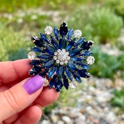 Broche - rund m/bl� sten