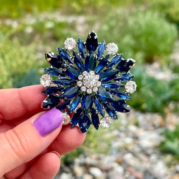 Broche - rund m/bl� sten