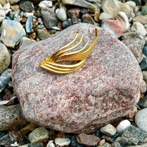 Broche - gylden vifteformet