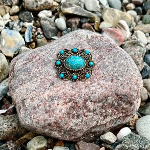 Broche - oval med turkis