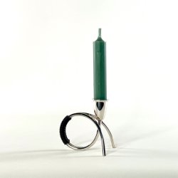 Lysestage kronelys - C.F. Christiansen, s�lv med vikling (enkelt, buk) 