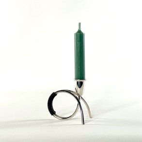 Lysestage kronelys - C.F. Christiansen, s�lv med vikling (enkelt, buk) 