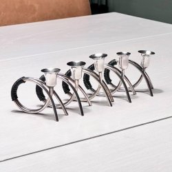 Retro lysestage - C.F. Christiansen, slv med vikling (enkelt, buk) 