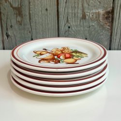 Ostetallerken (st a' 6 stk) - fransk m/rd og gul kant 