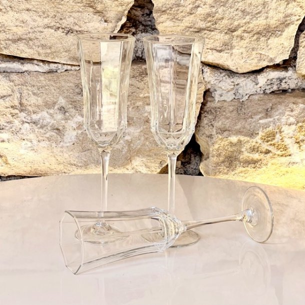 Champagneglas - ottekantede 
