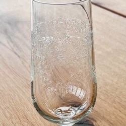 Champagneglas - krystalglas med ciselering (8 stk samlet) 