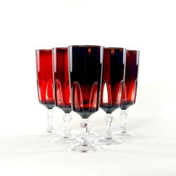 Franske champagneglas, rubinr�d krystal H15 