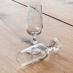 Champagneglas - krystalglas med ciselering (8 stk samlet) 