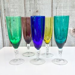 Champagneglas i farver (5 stk samlet)