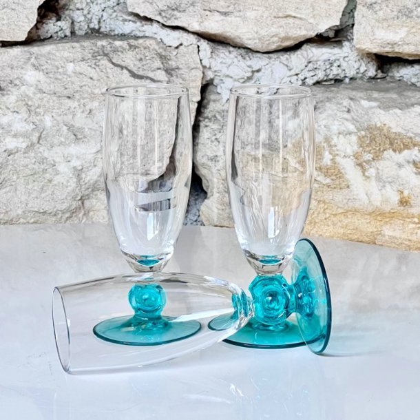 Champagneglas - turkis fod