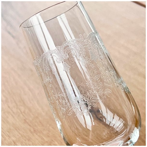 Champagneglas - krystalglas med ciselering (8 stk samlet) 