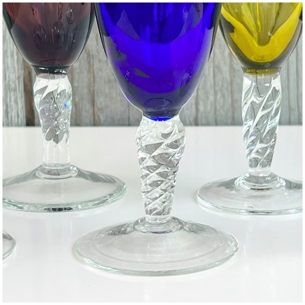 Champagneglas i farver (5 stk samlet)