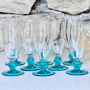 Champagneglas - turkis fod