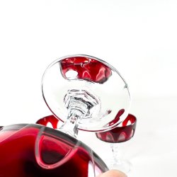 Franske champagnesk�le, rubinr�d krystal H11,5 