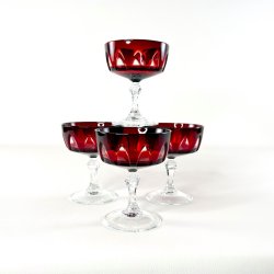 Franske champagnesk�le, rubinr�d krystal H11,5 