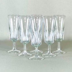 Champagneglas - fransk vintage med riller (6 stk samlet) 