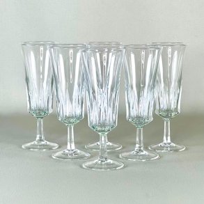 Champagneglas - fransk vintage med riller (6 stk samlet) 