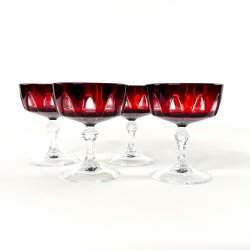 Franske champagnesk�le, rubinr�d krystal H11,5 