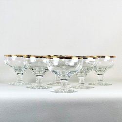 Champagneskle (6 stk) - vintage med guldkant  