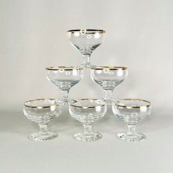 Champagneskle (6 stk) - patineret guldkant  