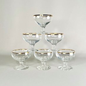 Champagneskle (6 stk) - patineret guldkant  