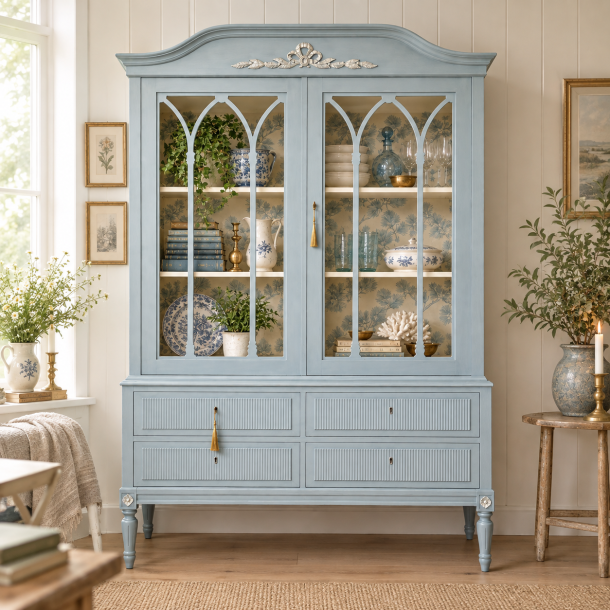 Vitrineskab - Hepplewhite, bl� 